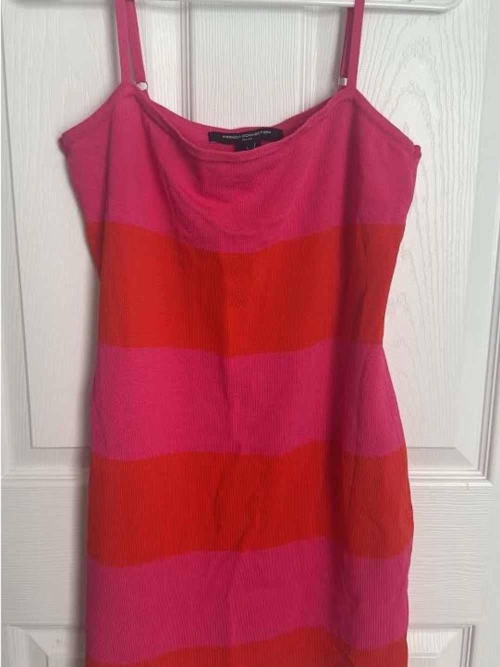 French Connection Pink and Red Striped Mini Dress